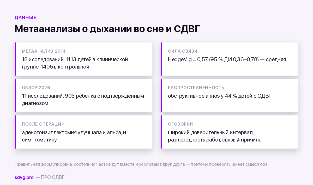 Данные о связи апноэ и СДВГ
