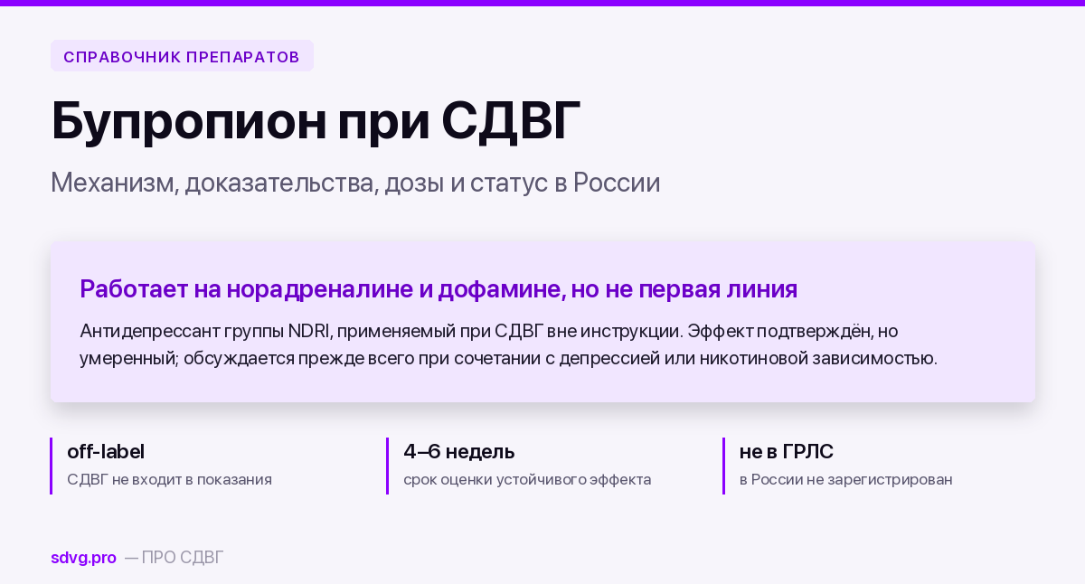 Бупропион при СДВГ: карточка препарата 2 Бупропион при СДВГ: карточка препарата