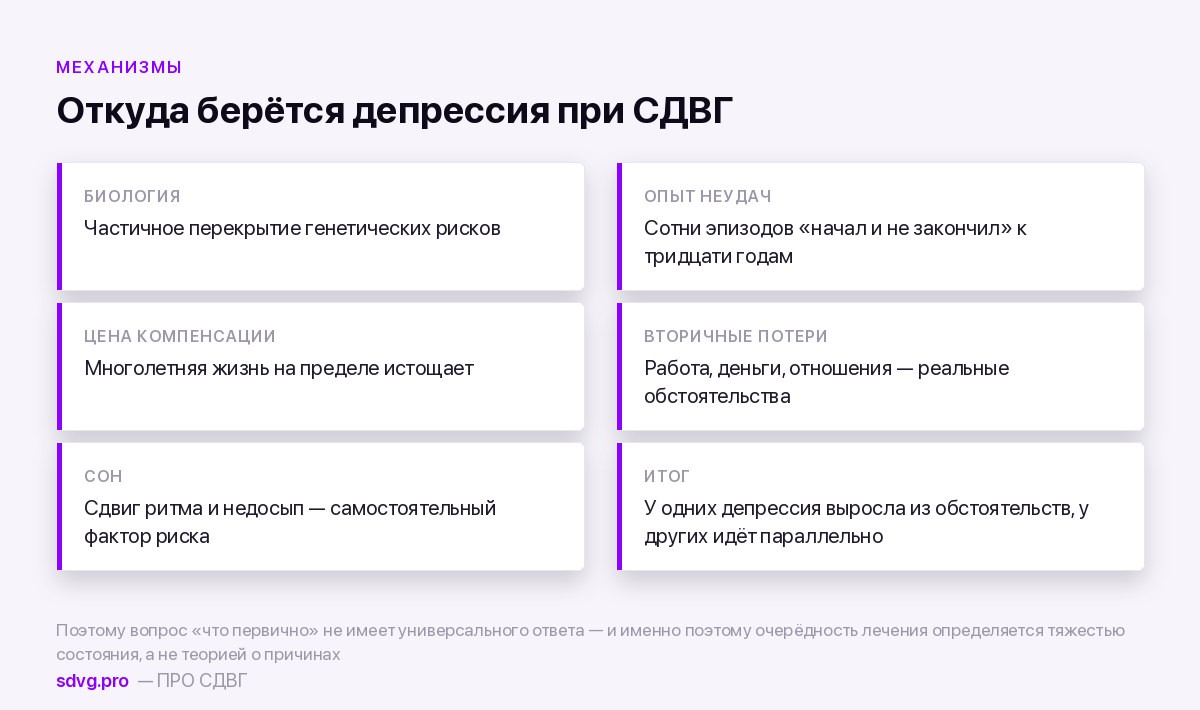 Почему СДВГ повышает риск депрессии
