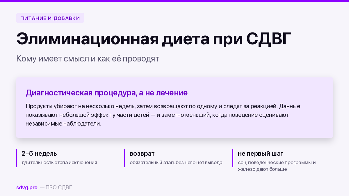 Элиминационная диета при СДВГ