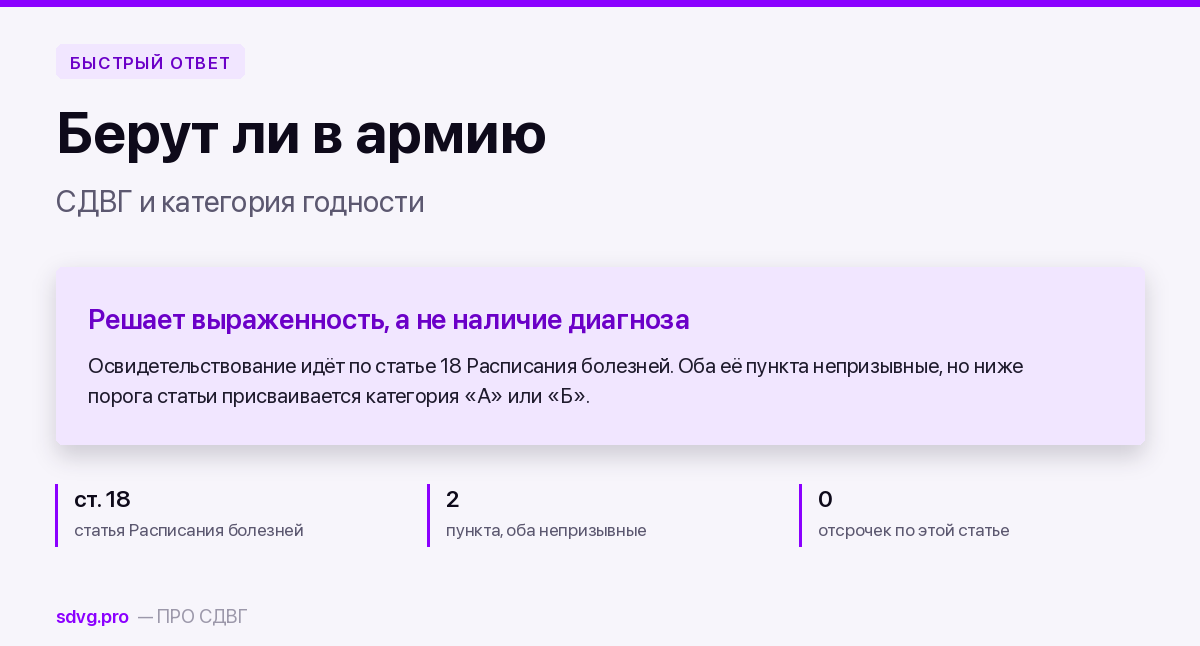 Берут ли в армию с СДВГ