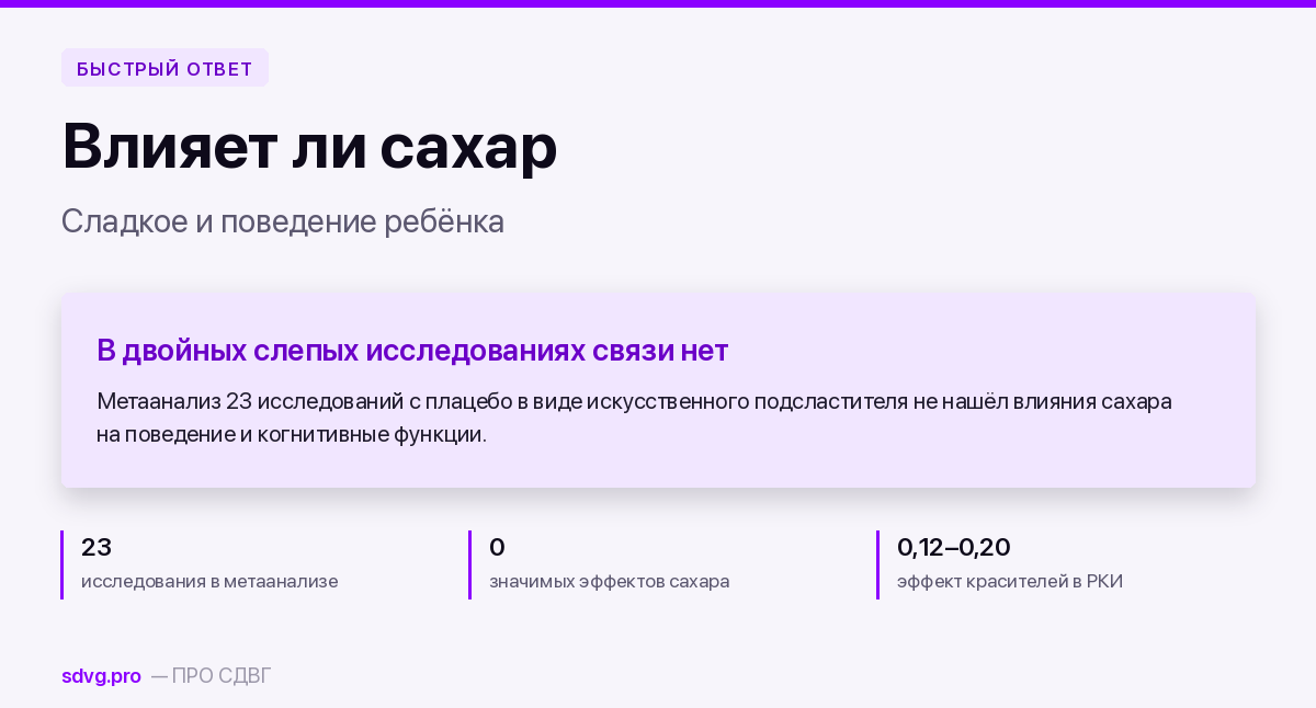 Влияет ли сахар на гиперактивность? 2 Влияет ли сахар на гиперактивность