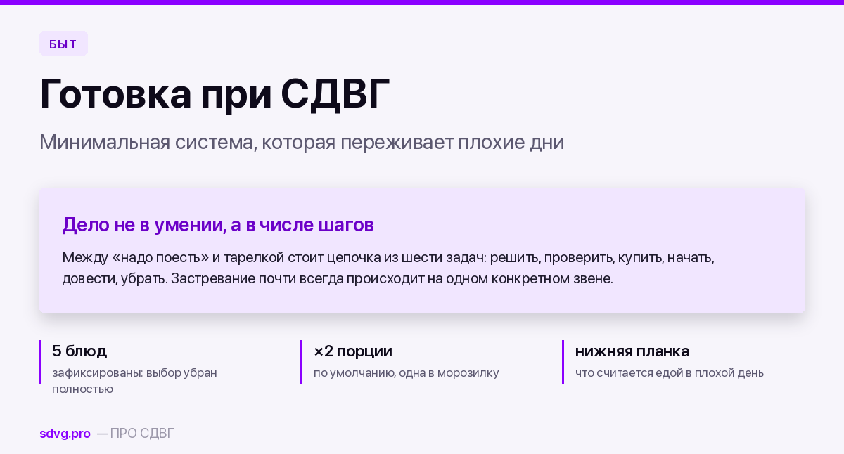 Готовка при СДВГ: минимальная система