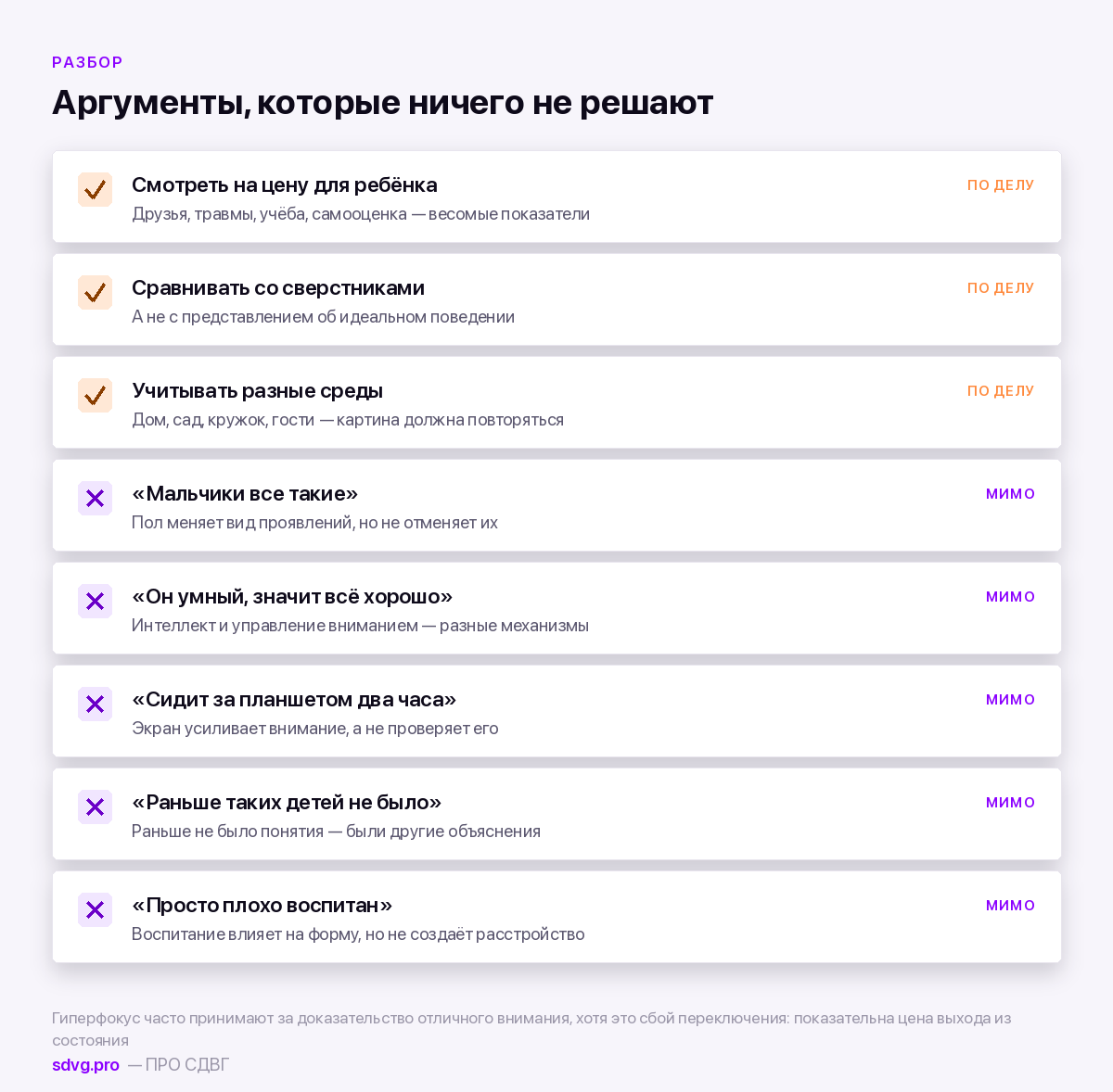СДВГ или просто активный характер: пять отличий 5 Аргументы, которые ничего не доказывают