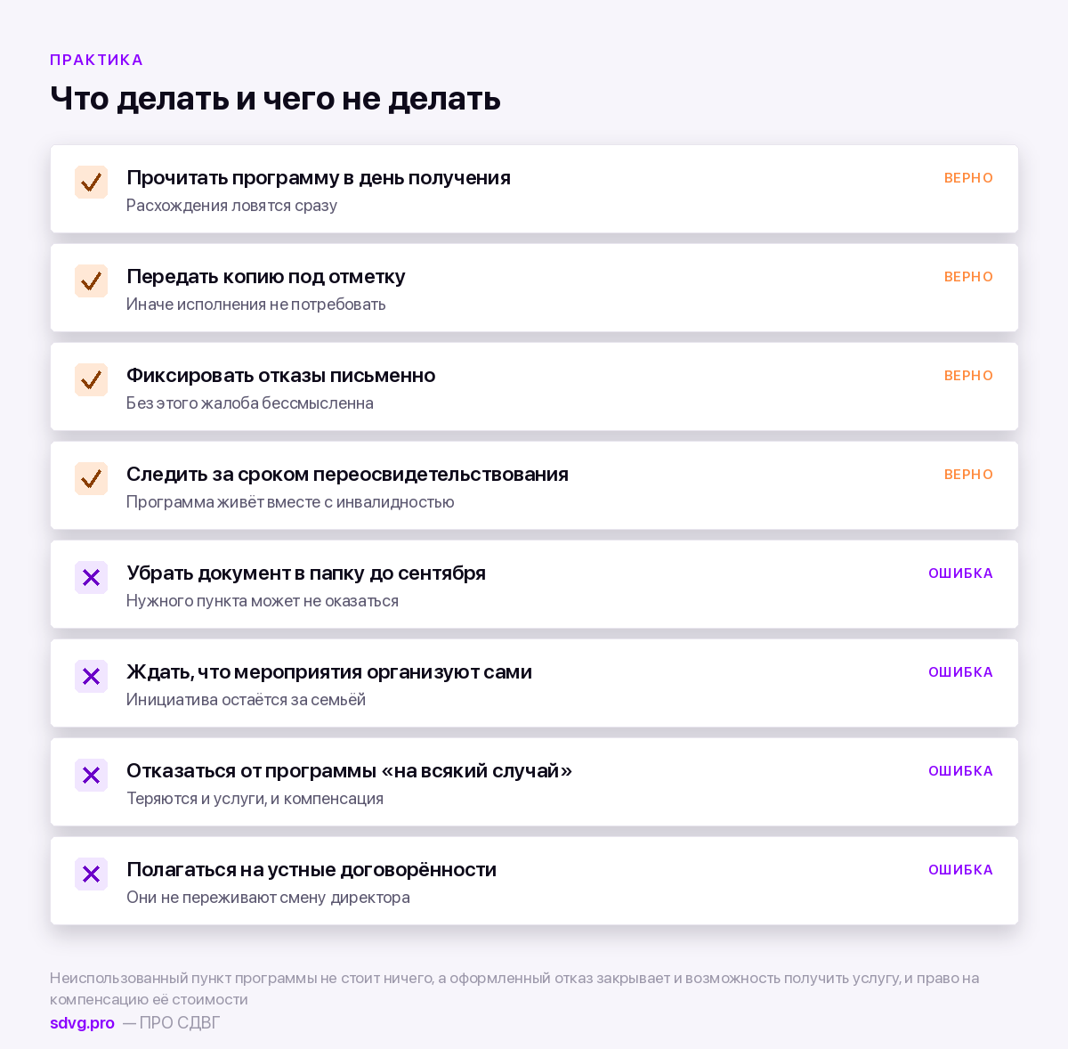 Типичные ошибки в работе с ИПРА