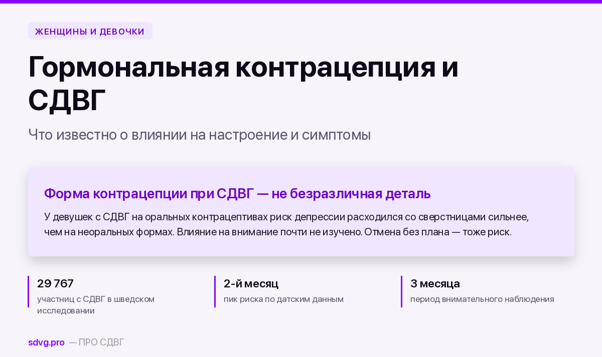 Гормональная контрацепция и симптомы СДВГ
