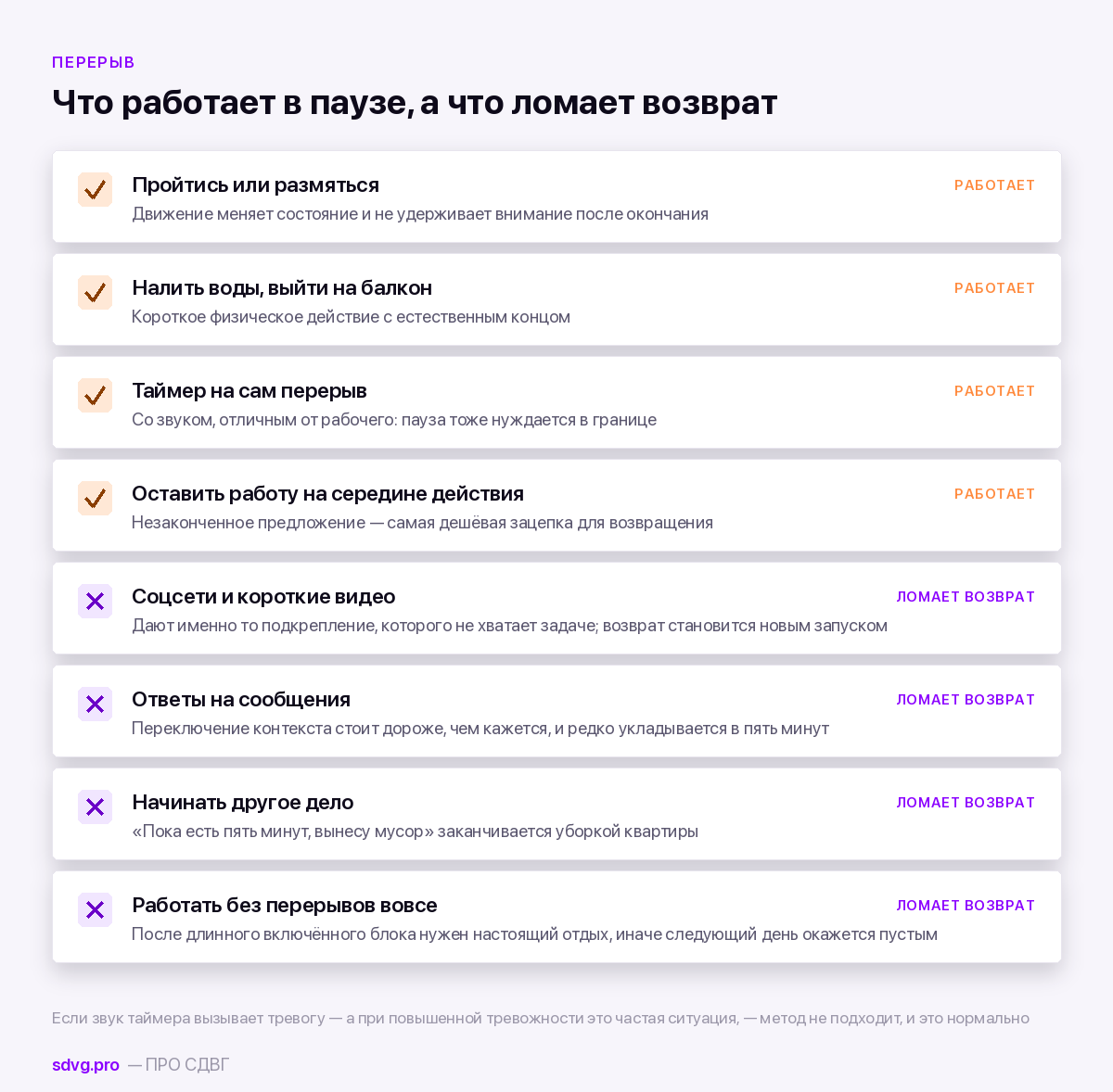 Что делать в перерыве при СДВГ