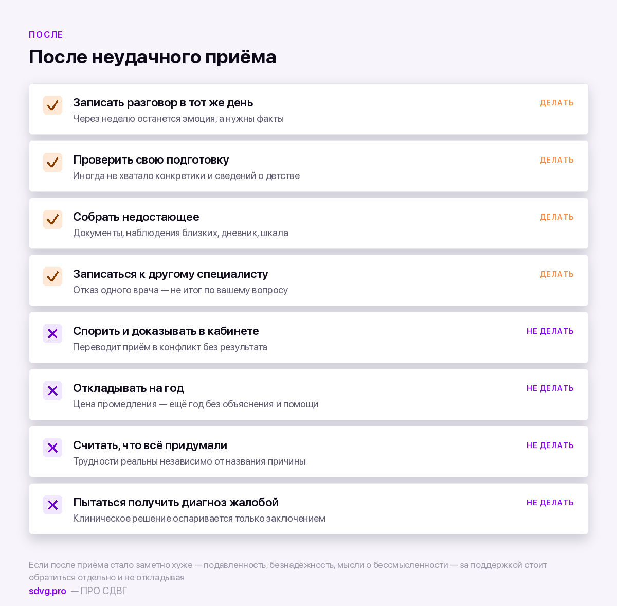 Что делать и чего не делать после отказа