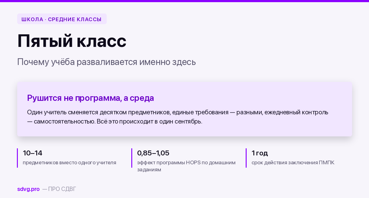Переход в среднюю школу при СДВГ: почему всё разваливается в 5 классе 2 Переход в среднюю школу при СДВГ: почему всё разваливается в пятом классе