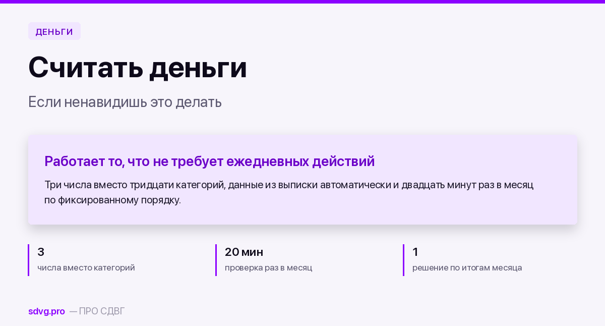 Как считать деньги при СДВГ: минимальный учёт