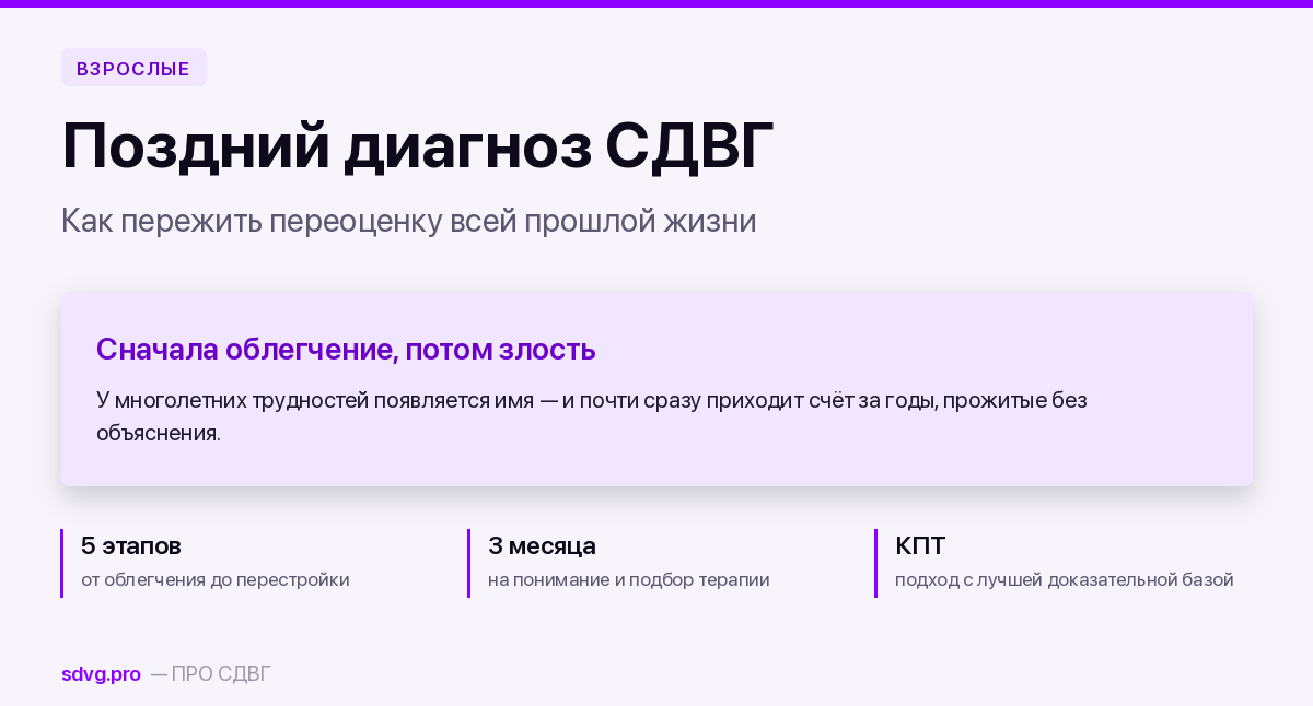 Поздний диагноз СДВГ: как пережить переоценку всей жизни 2 Поздний диагноз СДВГ и переоценка прошлого