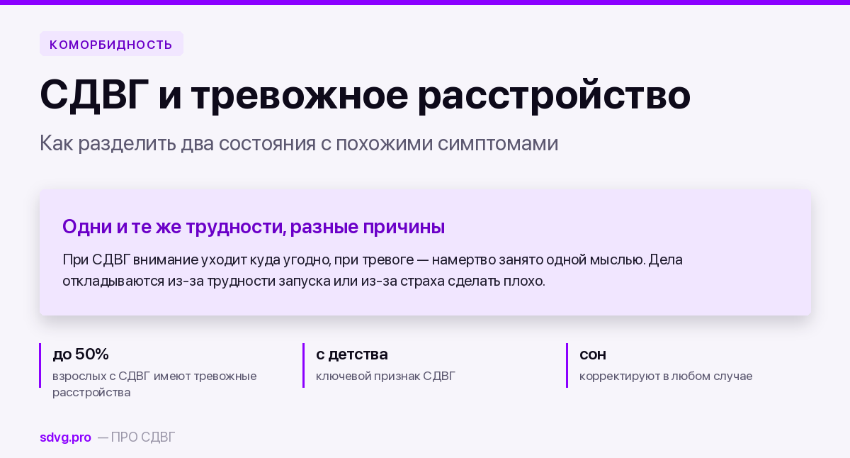 СДВГ и тревожное расстройство: как их разделить