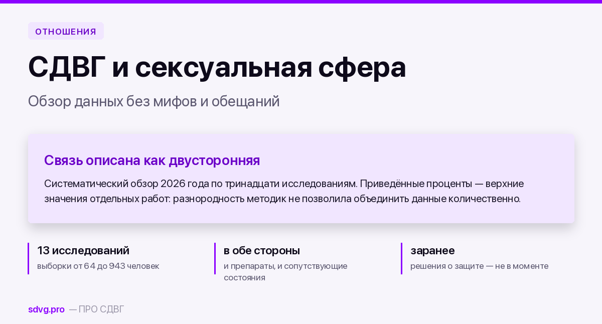 СДВГ и сексуальная сфера: обзор данных