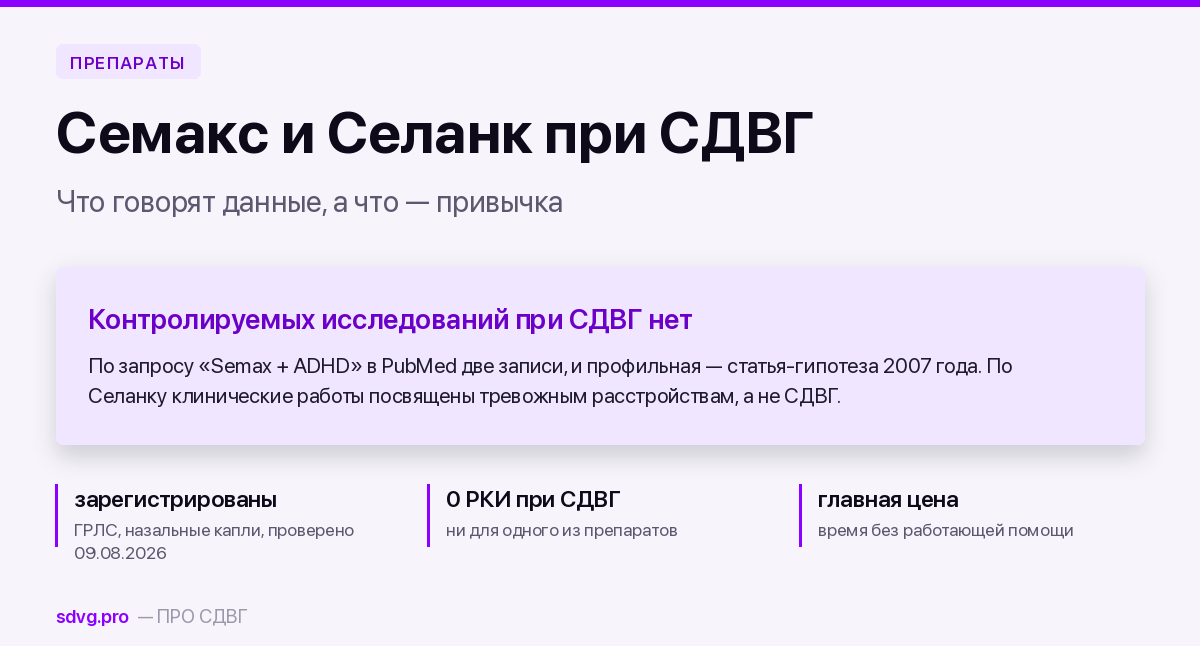 Семакс и Селанк при СДВГ: разбор данных
