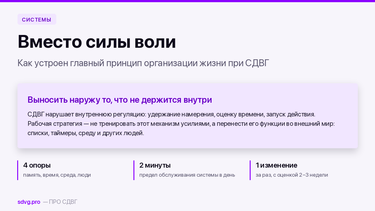 Внешние системы вместо силы воли
