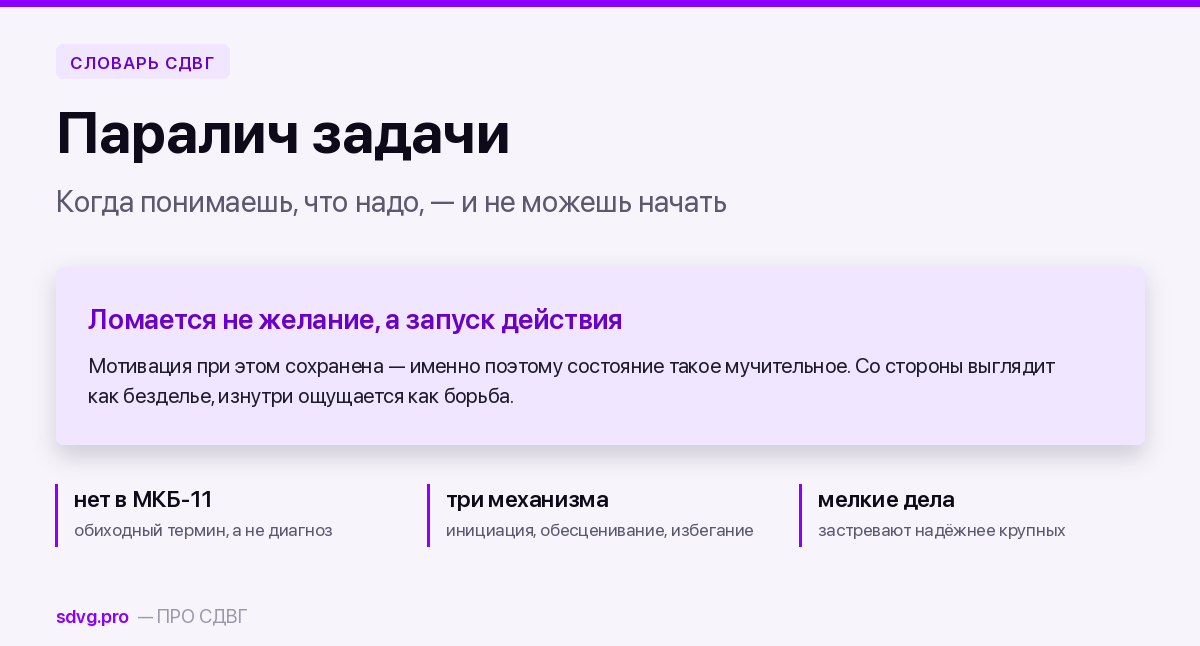 Паралич задачи (task paralysis): что это при СДВГ 2 Паралич задачи при СДВГ