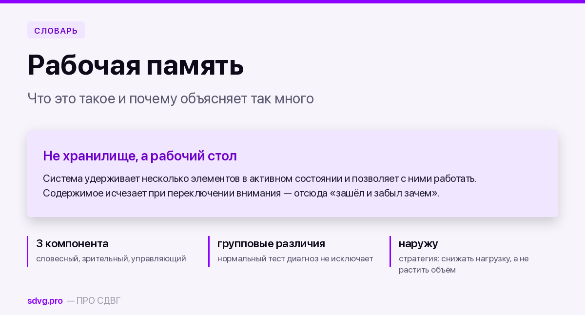 Рабочая память: определение