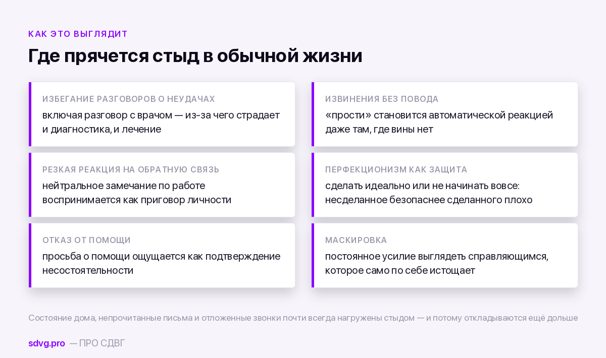 Как проявляется стыд при СДВГ