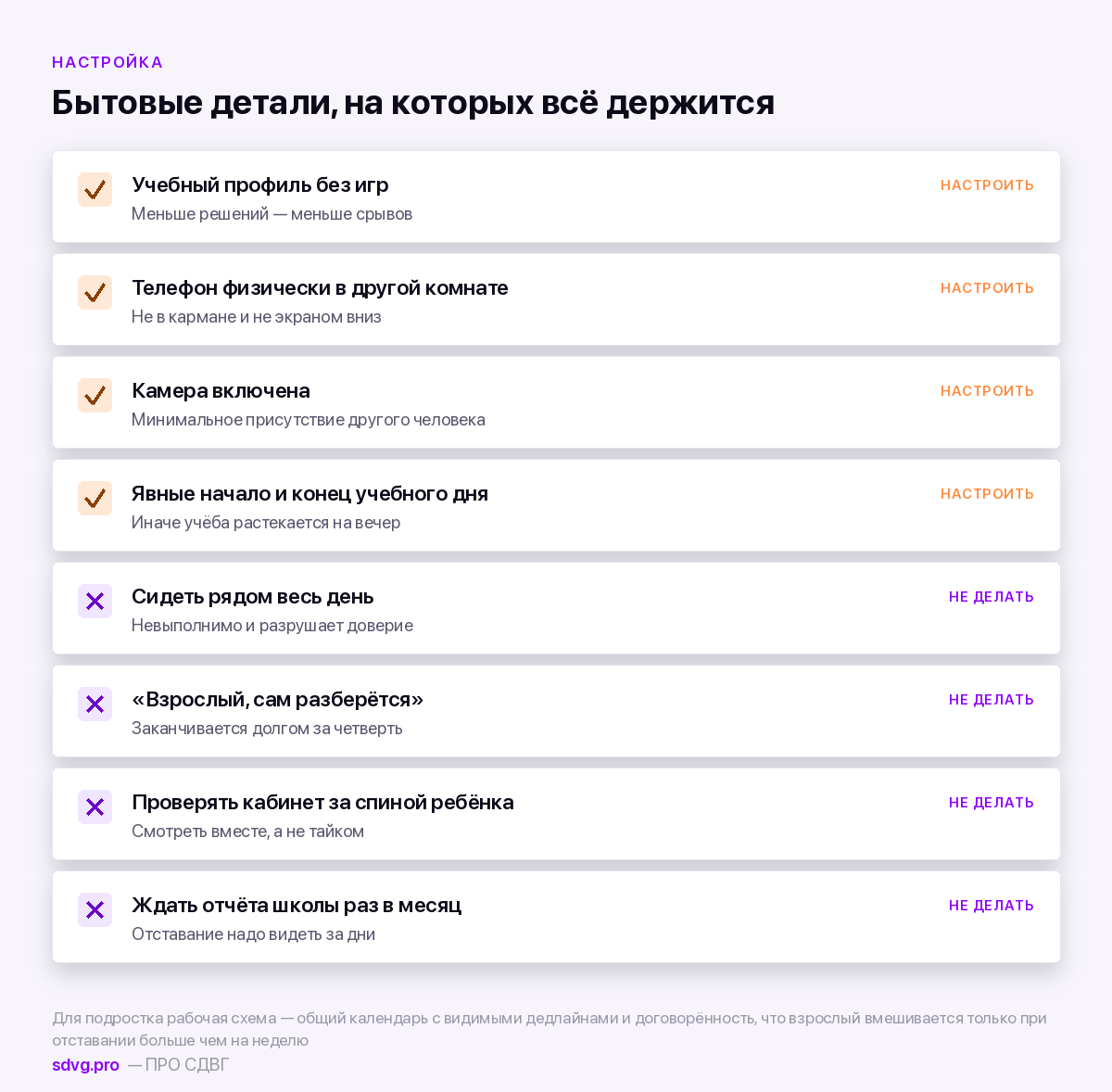 Онлайн-школа при СДВГ: плюсы и ловушки 6 Как настроить среду и контроль при онлайн-обучении
