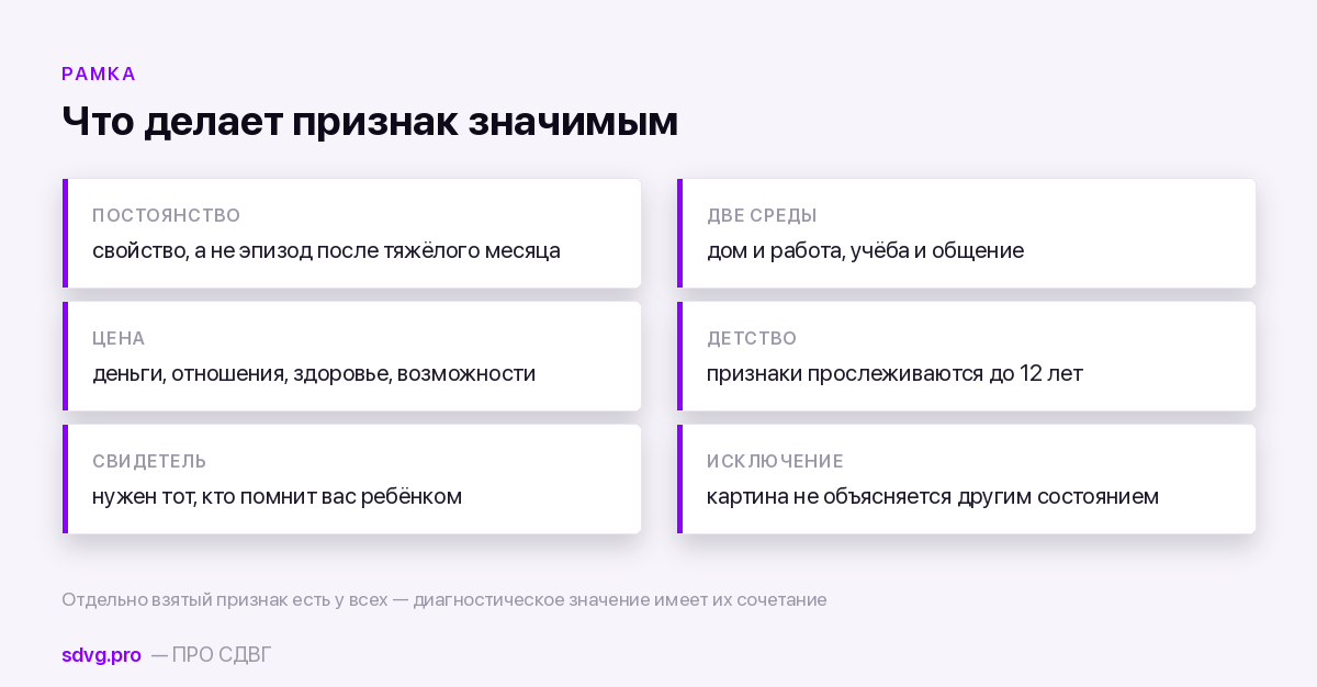 Три условия, при которых признак учитывается