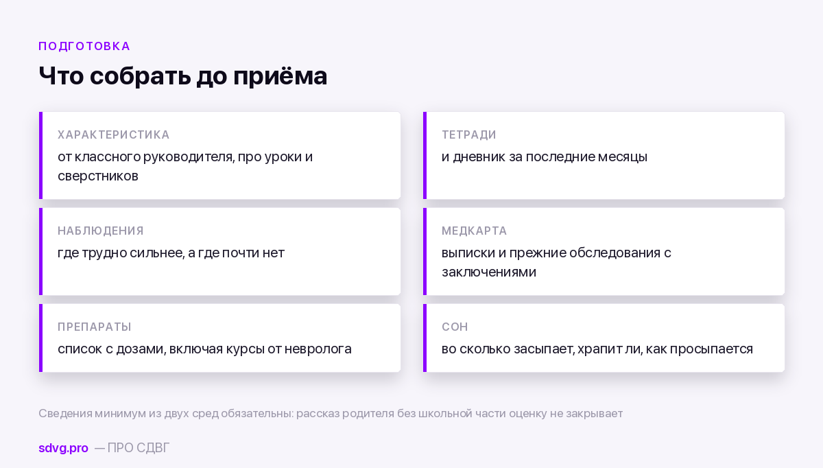 Что собрать перед приёмом у детского психиатра