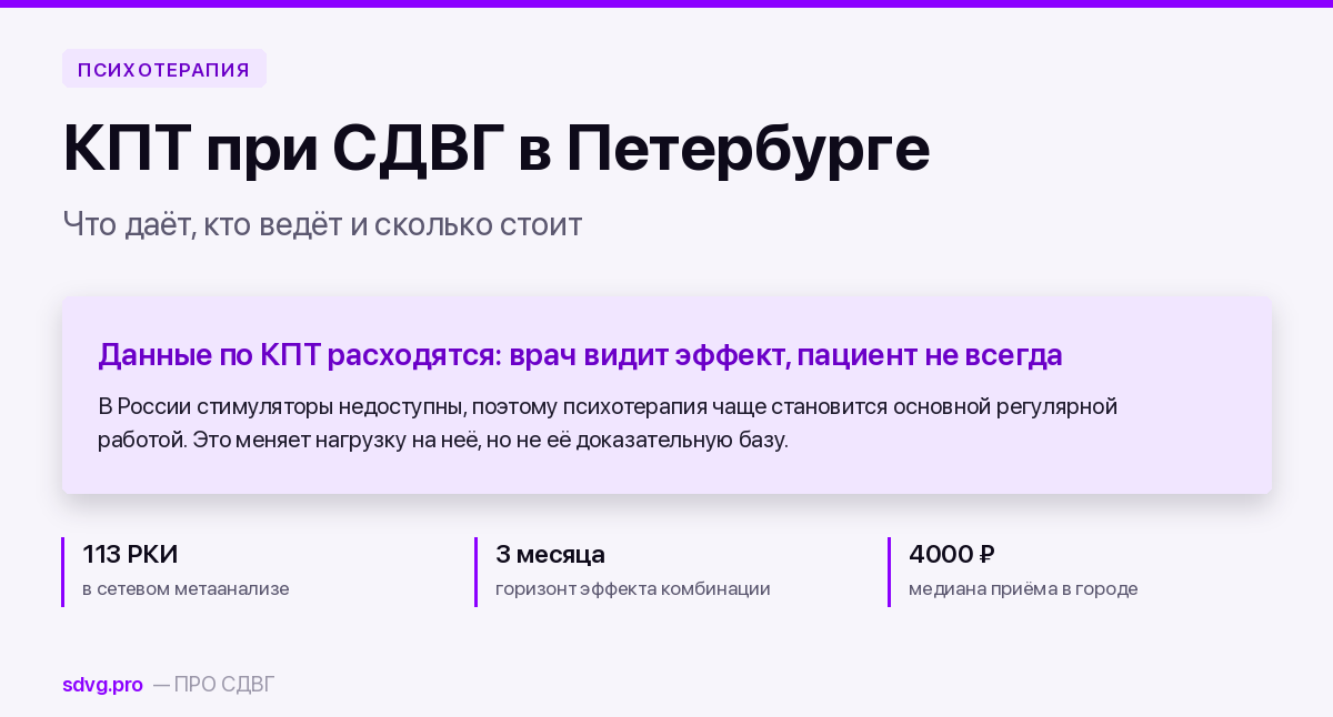 КПТ и психотерапия при СДВГ в Санкт-Петербурге