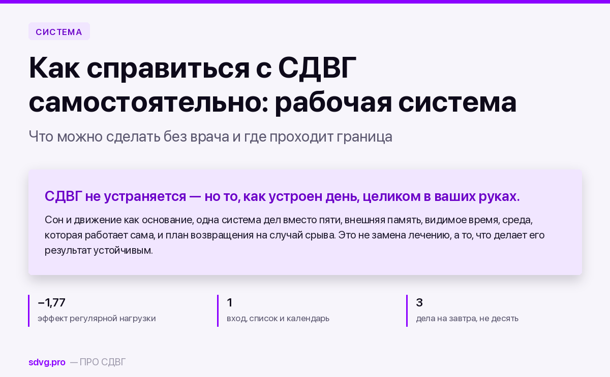 Как справиться с СДВГ самостоятельно: рабочая система 2 Рабочая система самопомощи при СДВГ