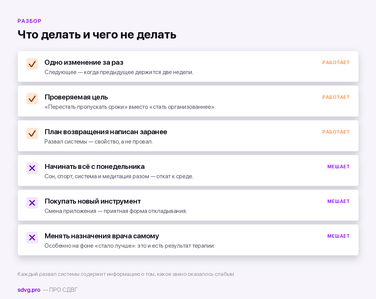 Как справиться с СДВГ самостоятельно: рабочая система 5 Что работает и чего делать не стоит