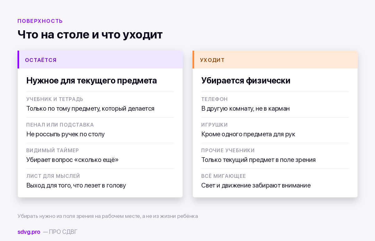 Что оставить на столе и что убрать