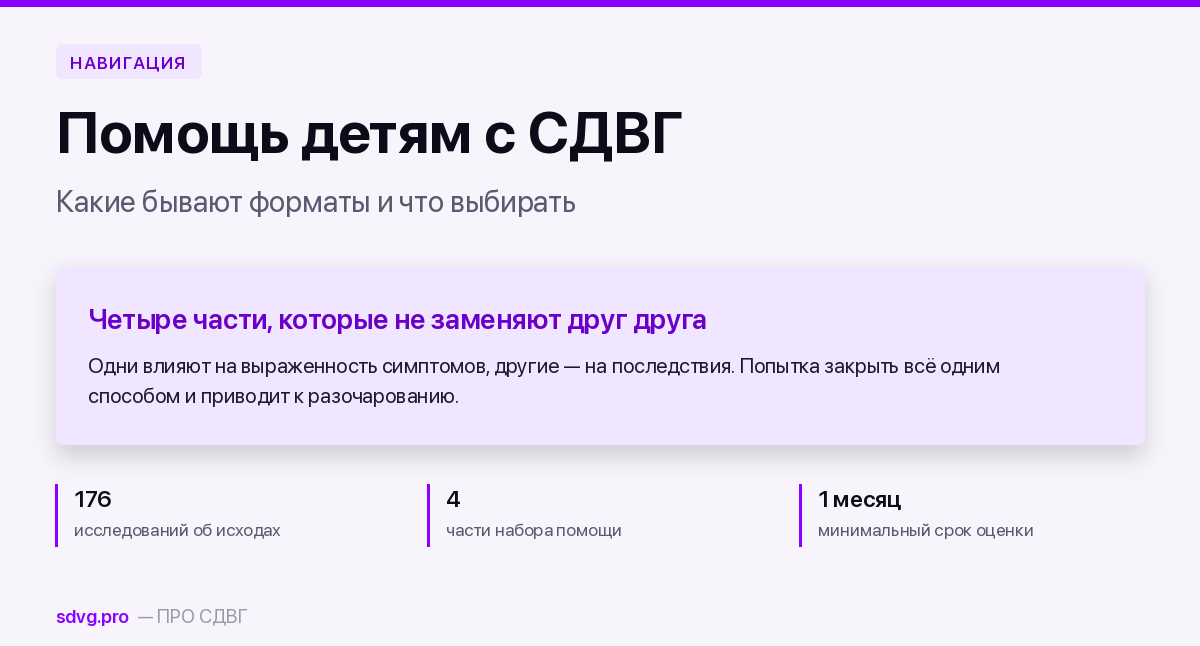 Помощь детям с СДВГ: какие бывают форматы и что выбирать