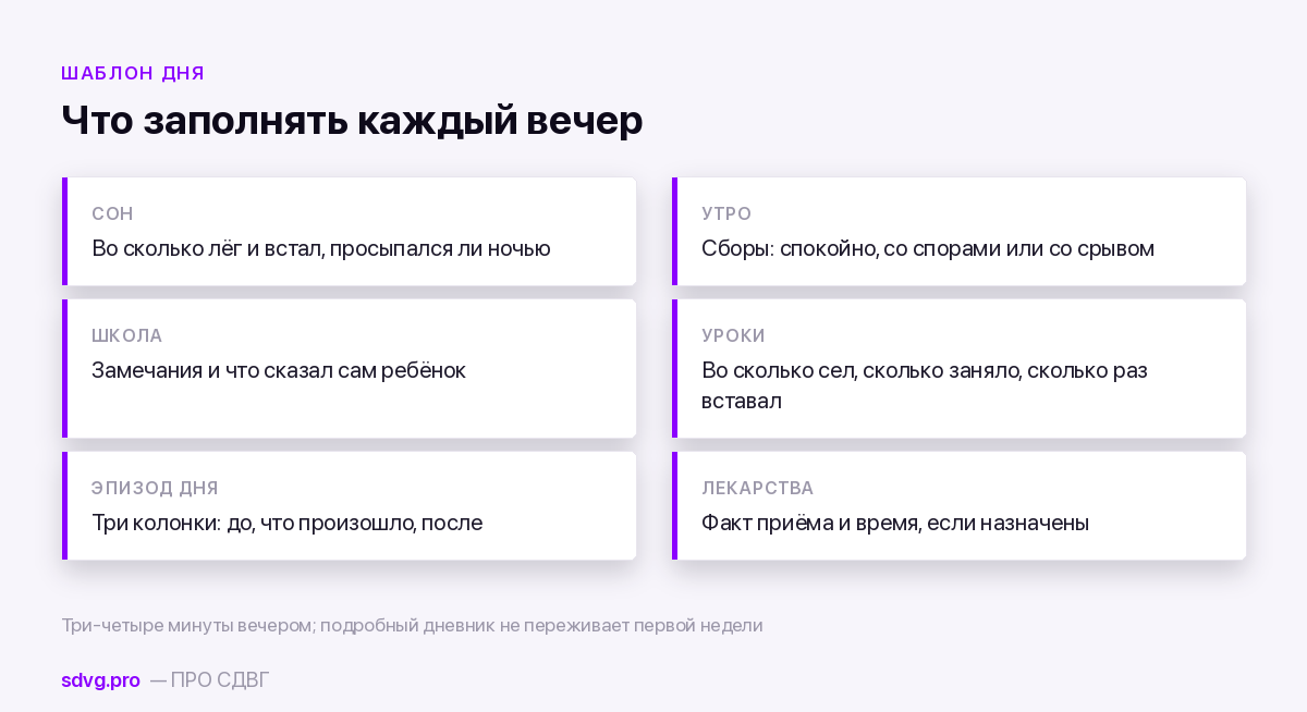 Что входит в дневную запись