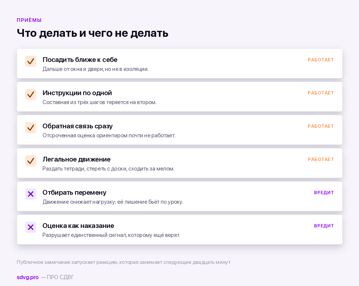 Что помогает в работе с ребёнком с СДВГ и что ухудшает ситуацию