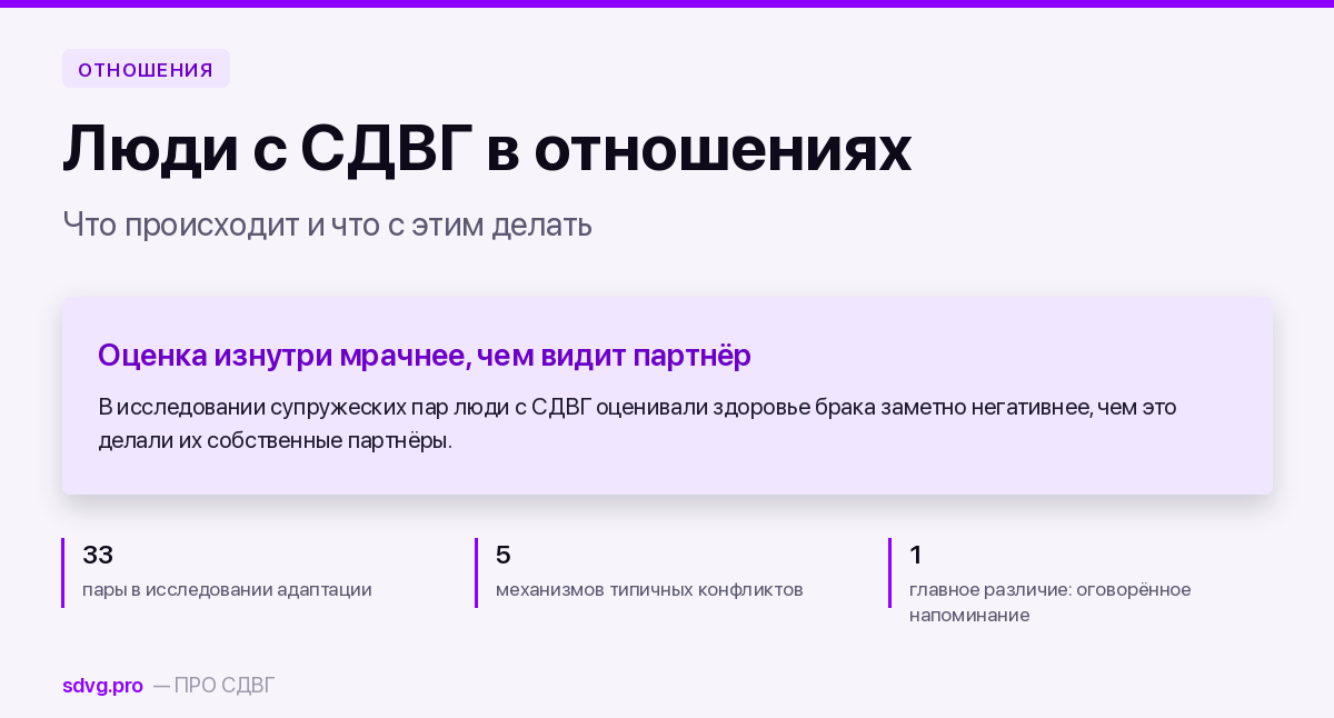 Люди с СДВГ в отношениях: что происходит и что с этим делать