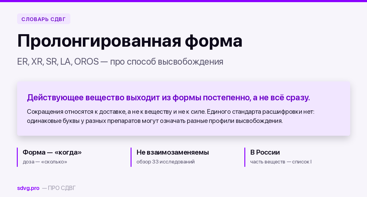 Пролонгированная форма (ER, XR, SR): что это такое 2 Обложка: пролонгированная форма — про распределение во времени