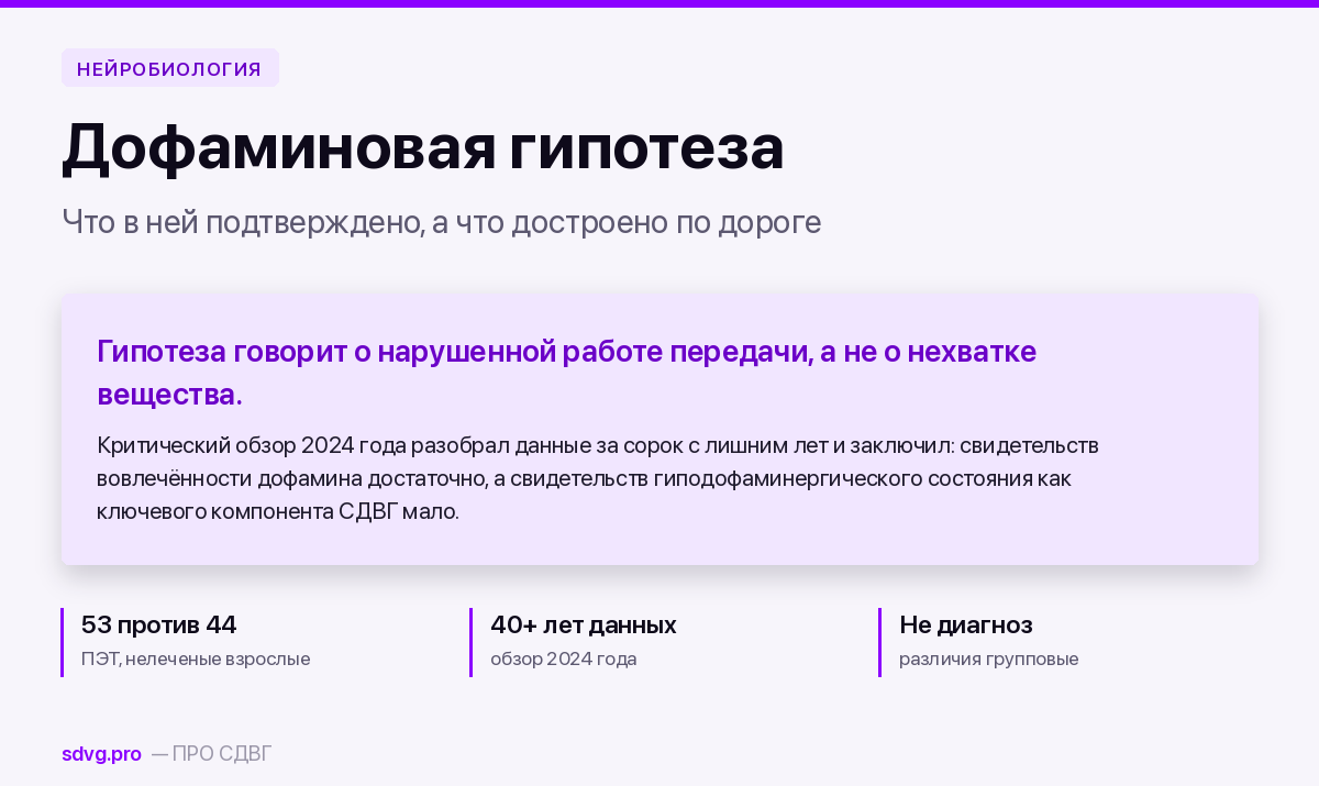 Дофаминовая гипотеза СДВГ: что доказано, а что упрощение 2 Обложка: дофаминовая гипотеза СДВГ и её границы