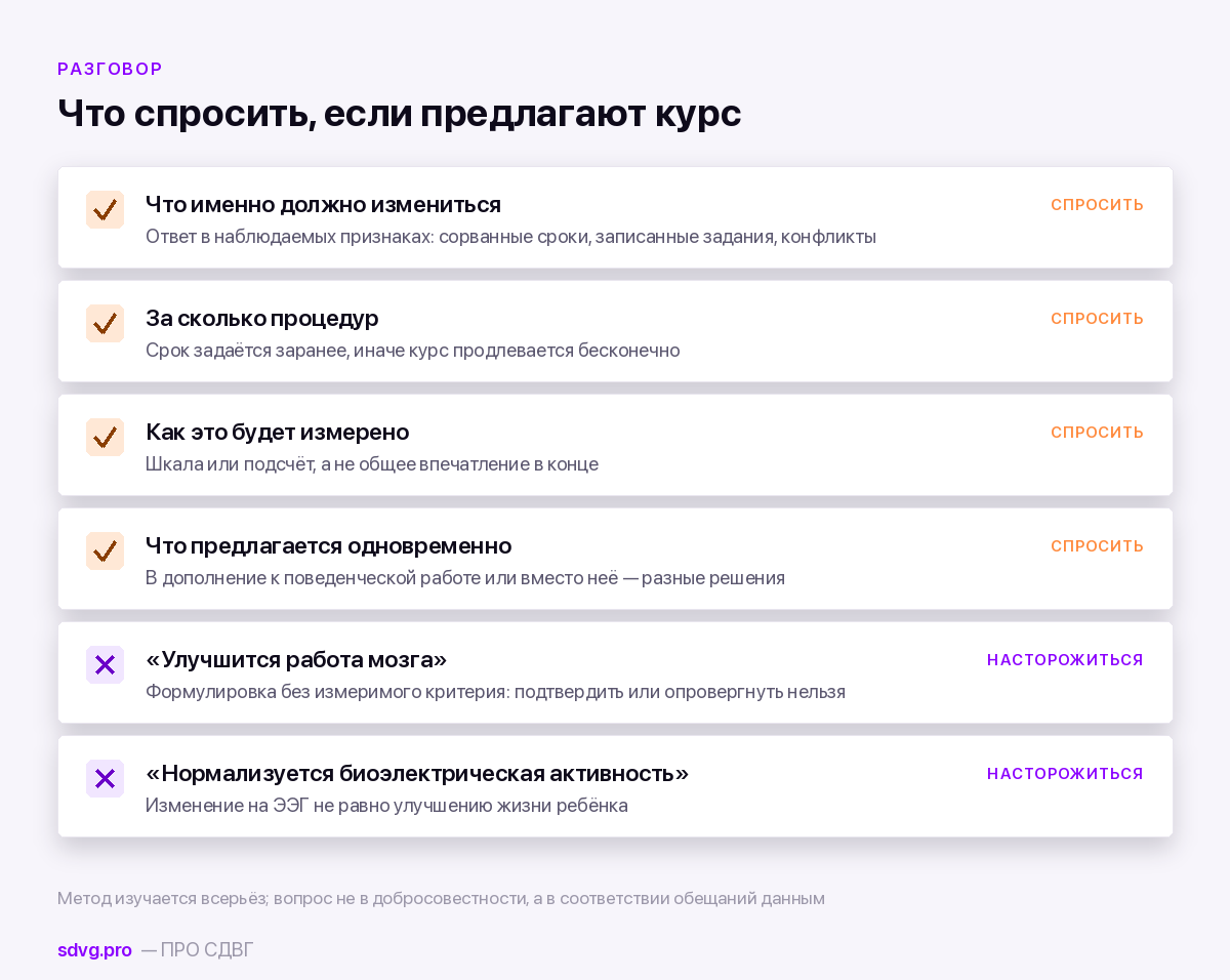 Список вопросов, которые стоит задать перед курсом стимуляции мозга