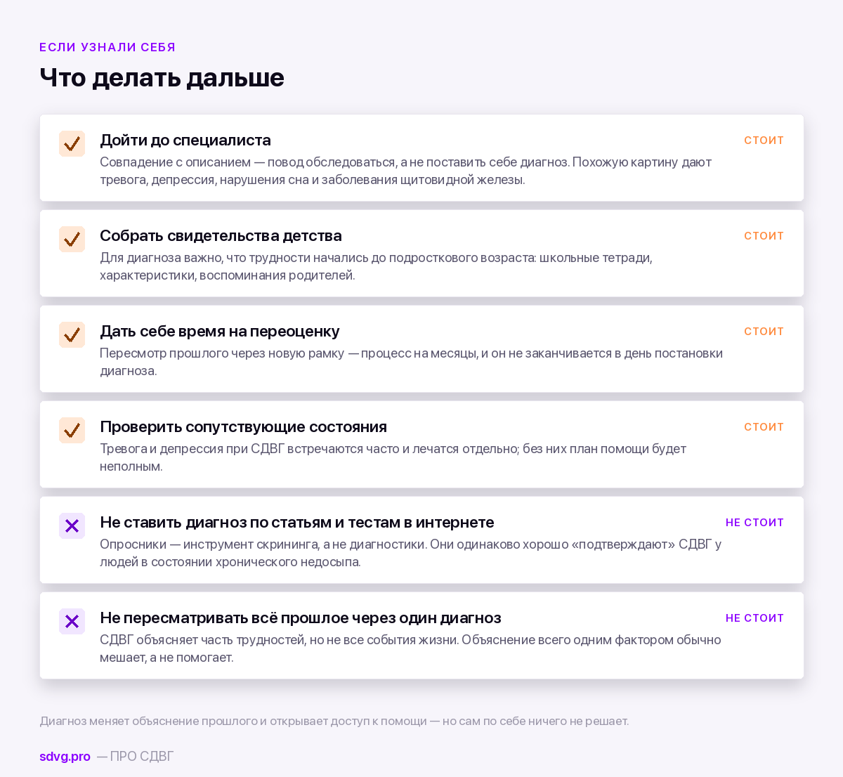 Список из шести пунктов: четыре шага, которые стоит сделать, и два, которых стоит избежать