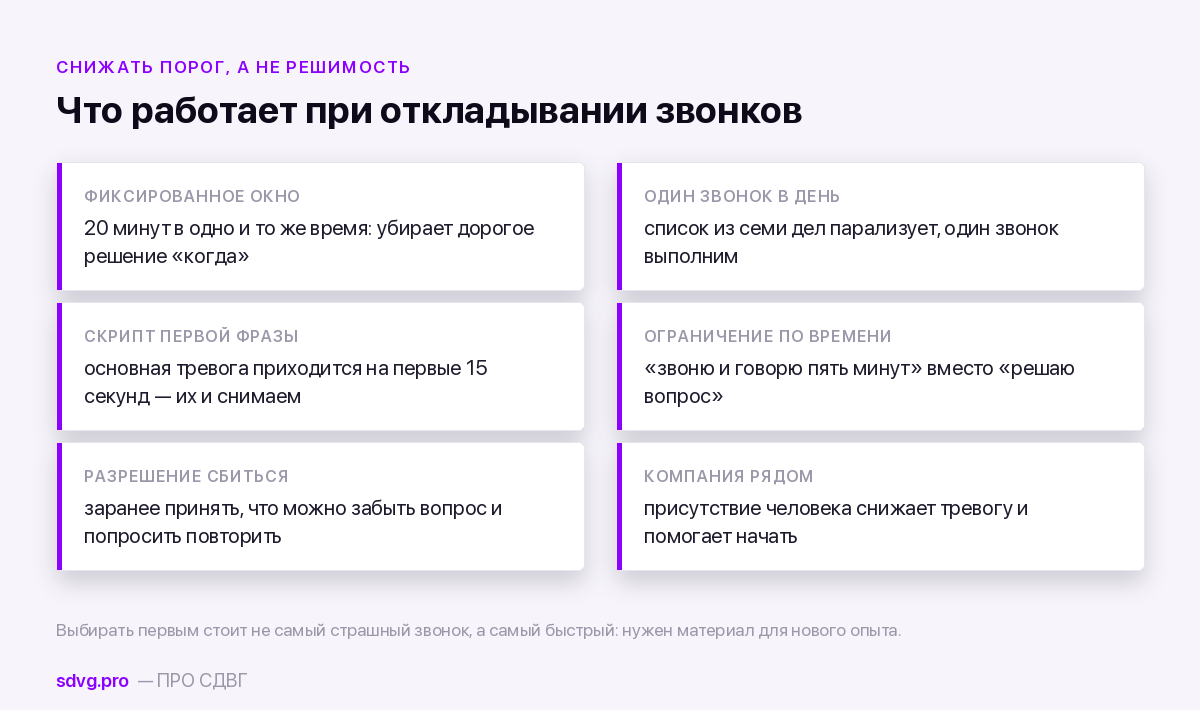 Приёмы, снижающие порог входа перед звонком