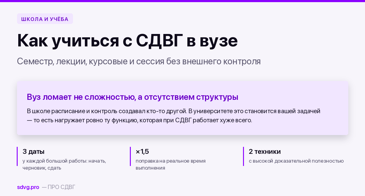 Учёба в вузе с СДВГ