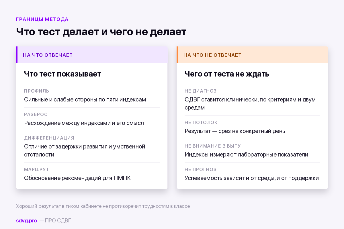 Что тест показывает при СДВГ и чего не показывает