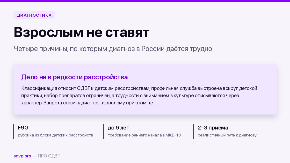Почему в России взрослым редко ставят СДВГ