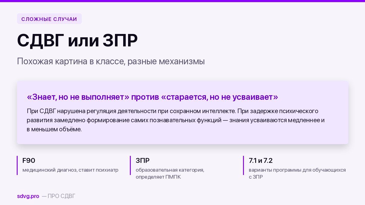 СДВГ или ЗПР: в чём разница
