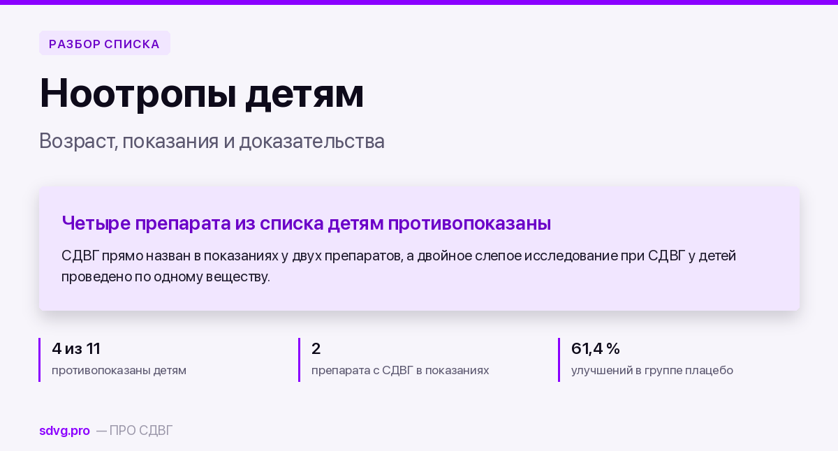 Ноотропы детям: возраст, показания и доказательства