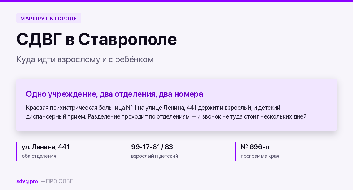 СДВГ в Ставрополе: куда идти взрослому и с ребёнком