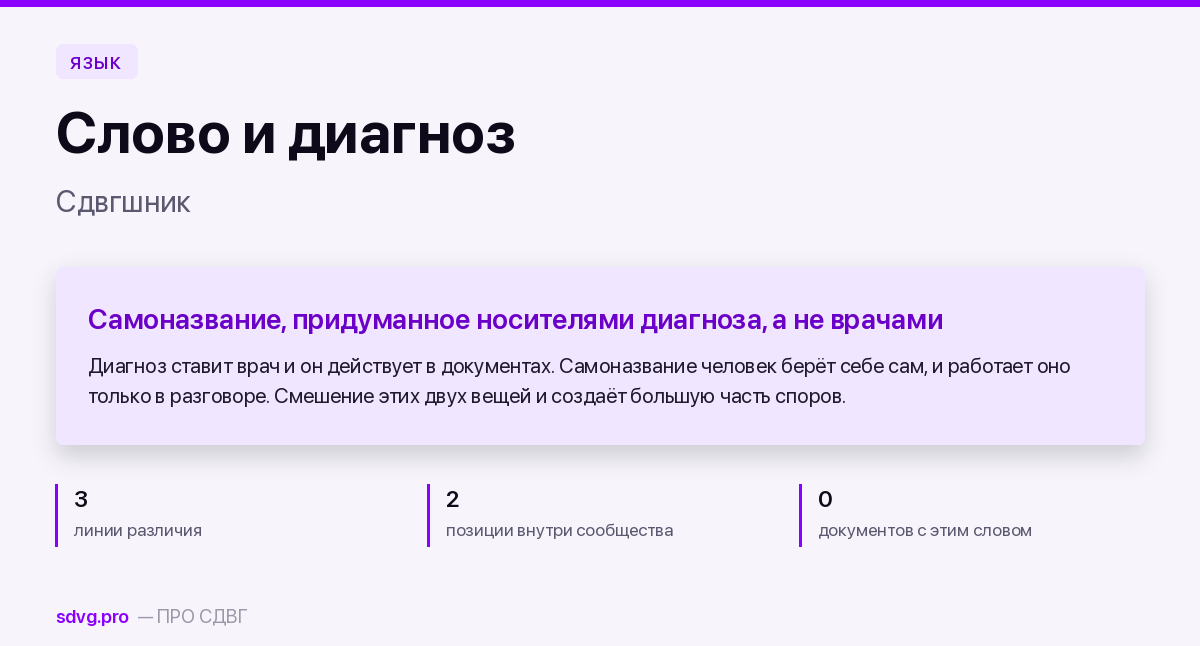 Обложка материала о самоназвании «сдвгшник»