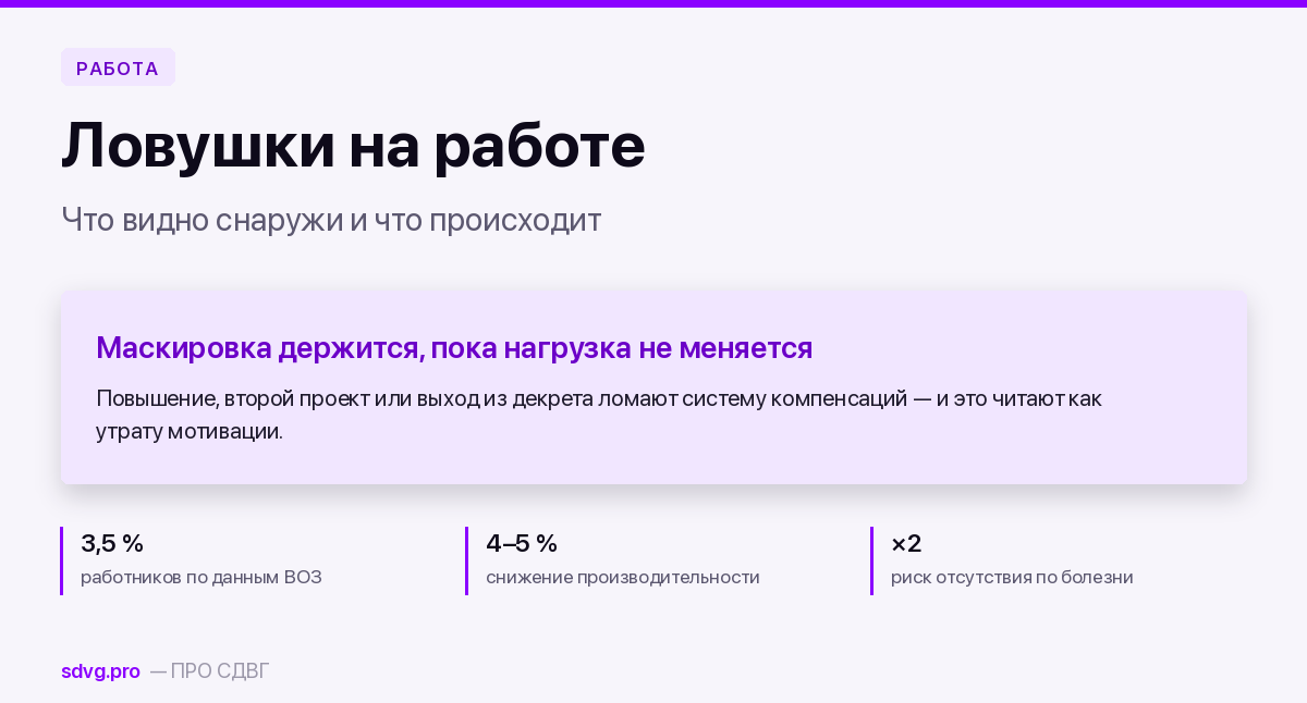 Женщина с СДВГ на работе: специфические ловушки