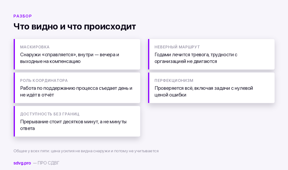 Пять ловушек женщины с СДВГ на работе