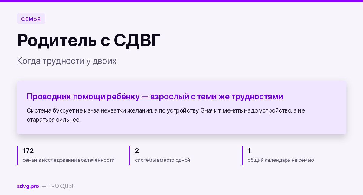 Ребёнок в паре, где у одного из родителей СДВГ