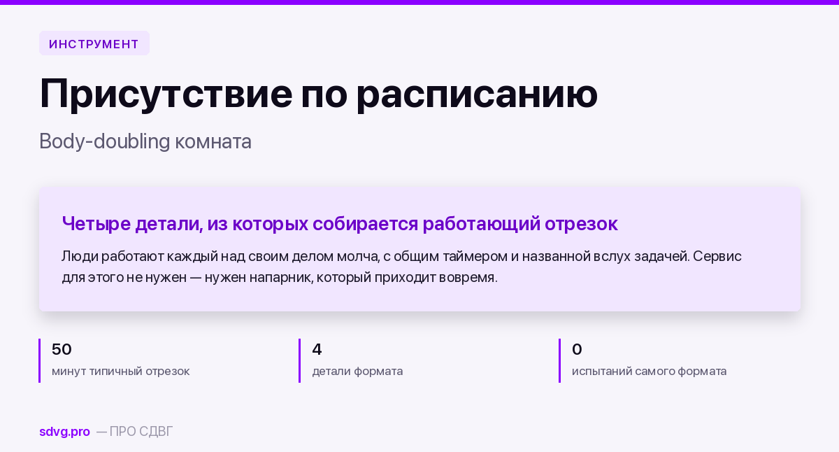 Обложка материала про онлайн-комнату body doubling