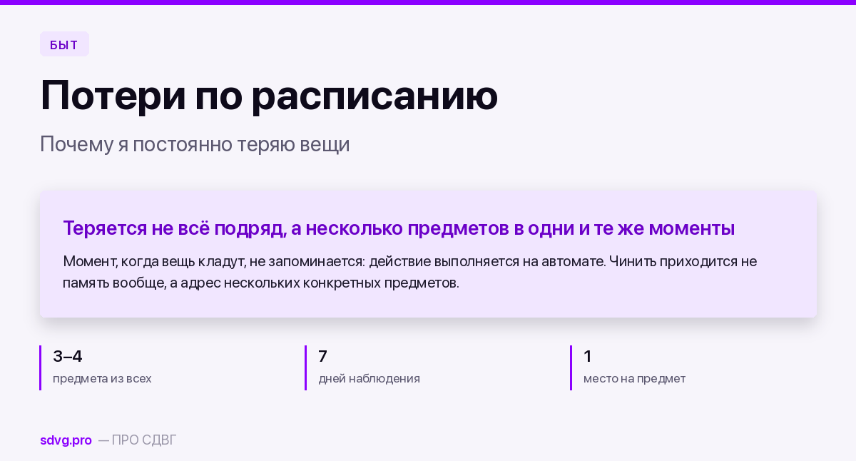 Обложка материала о том, почему постоянно теряются вещи